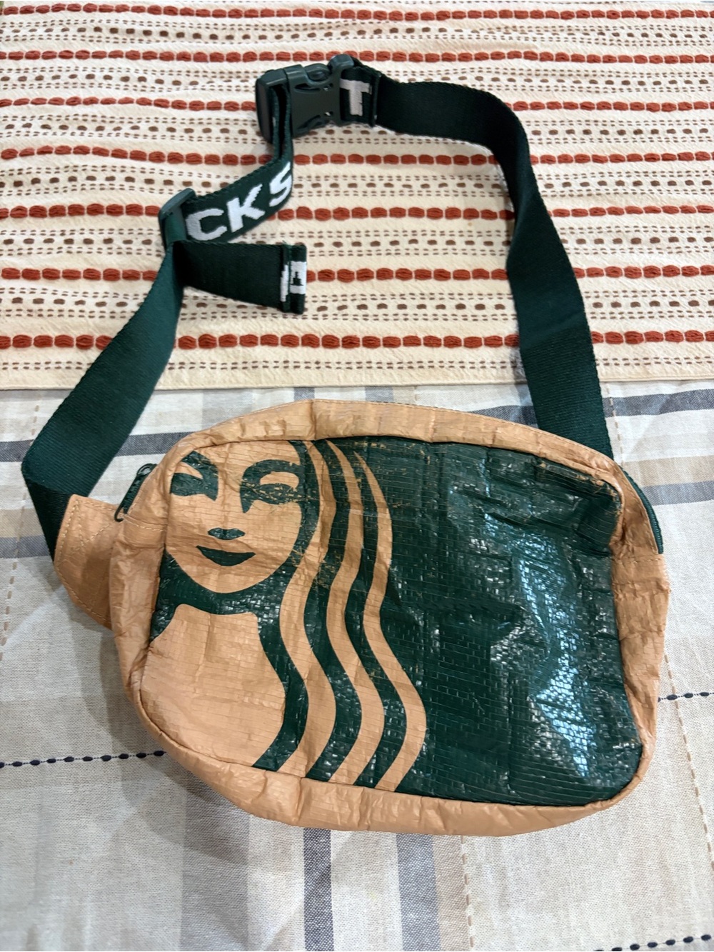 Starbucks Green and Tan Logo Crossbody Belt Bag - Picture 2 of 6